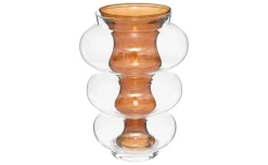 Double vaso in vetro ambra e trasparente h36 cm