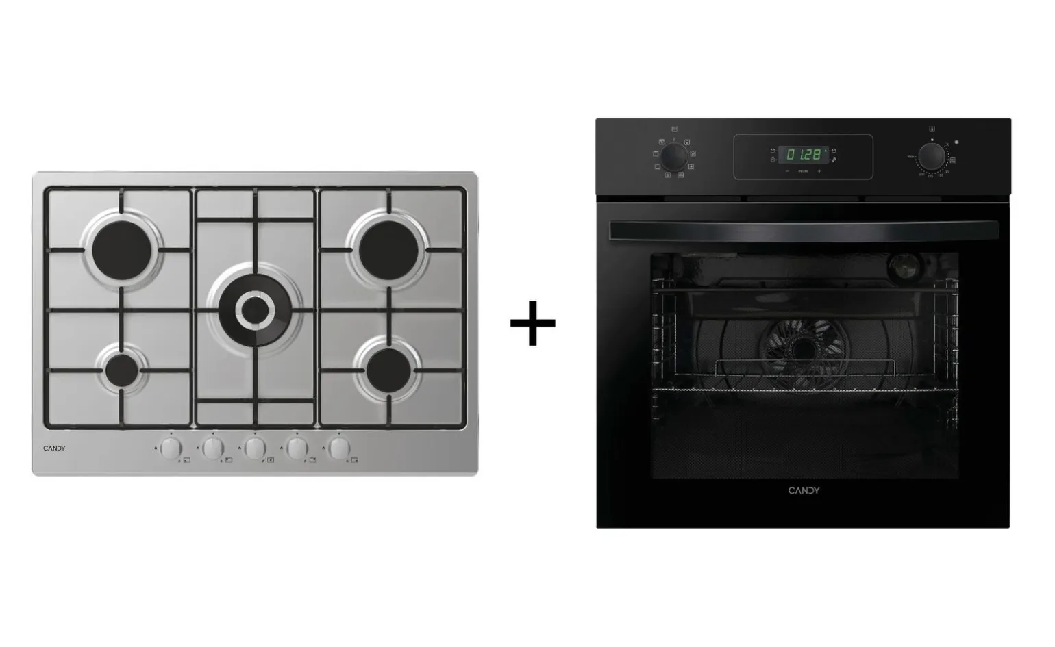 Duetto 75cm Gas + Forno Nero Candy