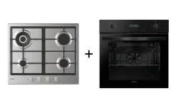 Duetto 60cm Gas Ghisa + Forno Nero Candy