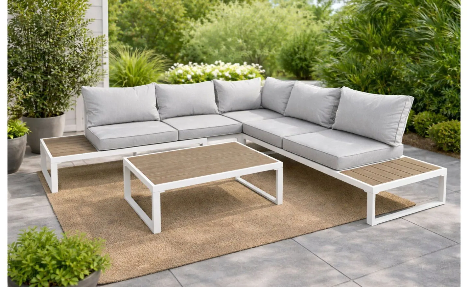 Eden set angolare in alluminio verniciato bianco