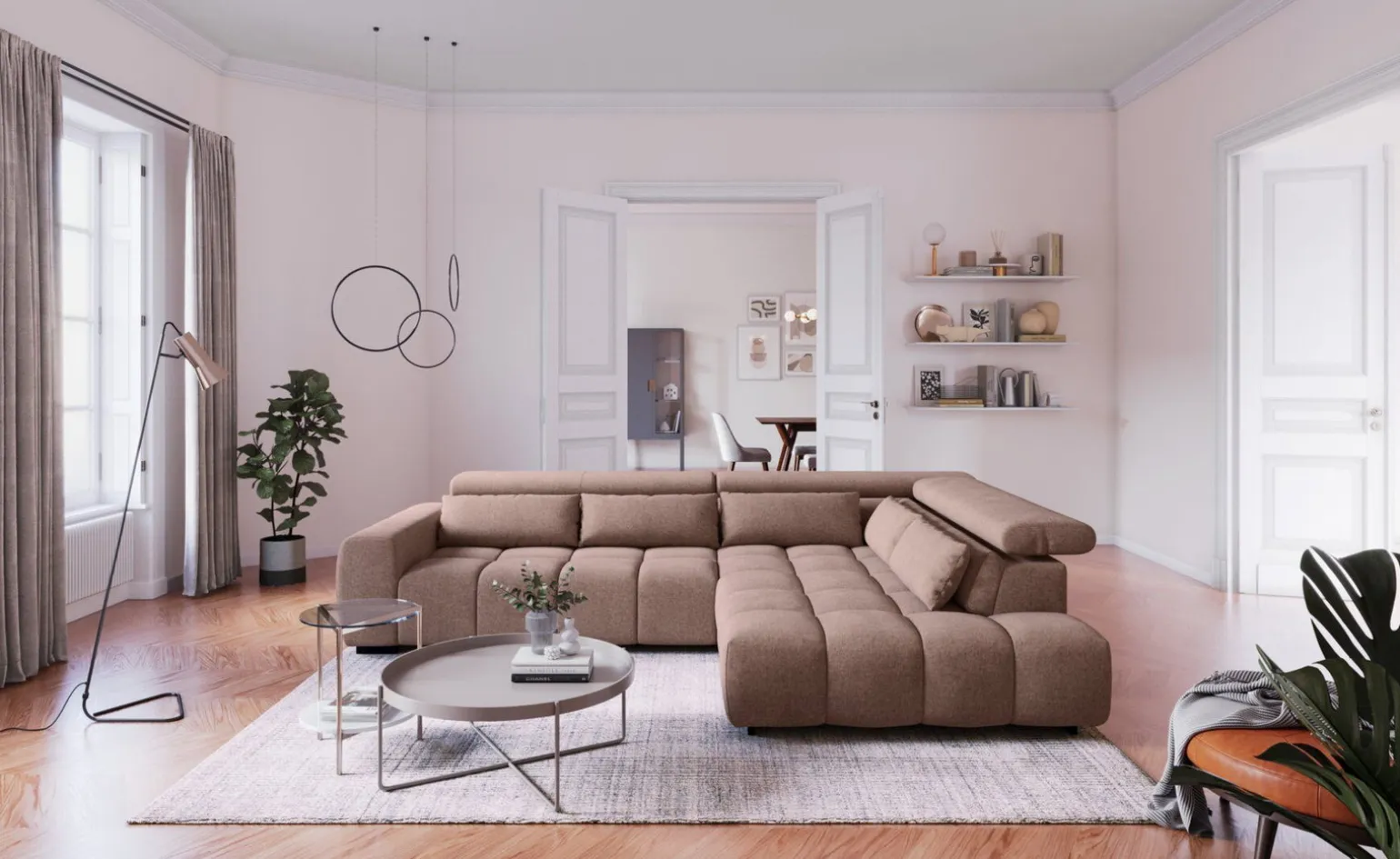 Edra divano angolare relax colore cipria