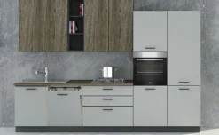 Ego cucina 330 cm colore antracite, grigio sabbia e quercia tartufo
