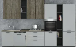Ego cucina 360 cm colore antracite, grigio sabbia e quercia tartufo