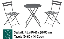 Evan Set tavolino rotondo e 2 sedie, grigio