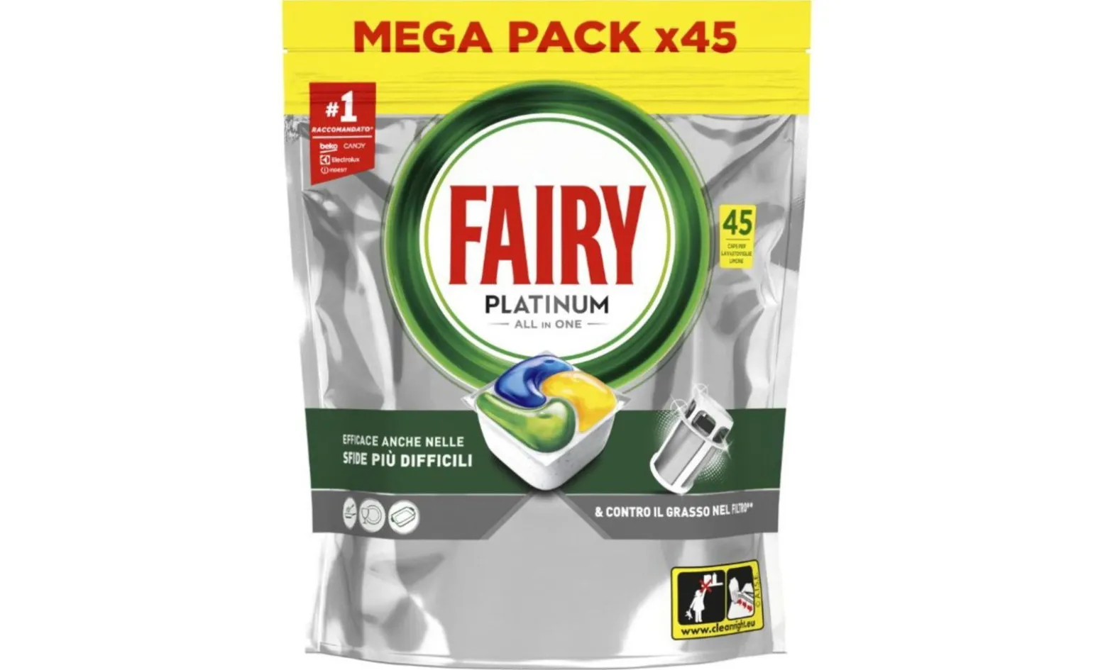 Fairy platinum caps 45 pezzi limone
