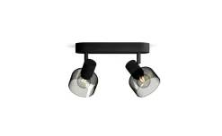 Faretto sleet 2 luci nero in metallo lunghezza 45 centimetri