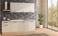 Fast Cucina completa L240 cm con piano cottura a gas, disponibile in vari colori
