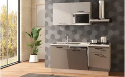 Fast Cucina completa L180 cm con piano cottura a gas, lavastoviglie e microonde, disponibile in vari colori