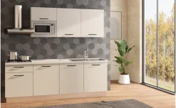 Fast Cucina completa L240 cm con piano cottura a gas e microonde, disponibile in vari colori