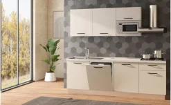 Fast Cucina completa L240 cm con piano cottura a gas, lavastoviglie e microonde, disponibile in vari colori