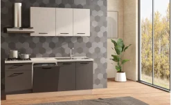 Fast Cucina completa L210 cm con piano cottura a gas e lavastoviglie, disponibile in vari colori