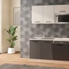 Fast Cucina completa L210 cm Noce/Tortora/Calce con piano cottura a gas