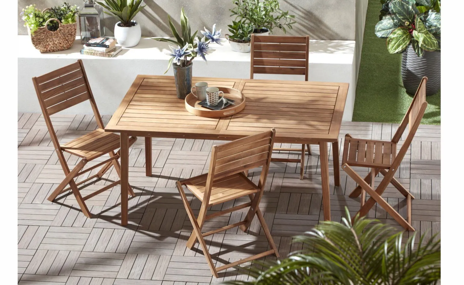 Funny tavolo allungabile in legno di acacia color Teak