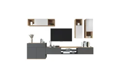 Garda parete soggiorno L290 rovere wotan/antracite/bianco laccato