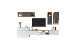 Garda parete soggiorno L290 rovere wotan/bianco laccato/antracite