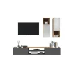 Garda parete soggiorno 2 pensili vetro rovere wotan/antracite/bianco laccato L210 cm
