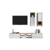 Garda parete soggiorno 2 pensili vetro rovere wotan/bianco laccato L210 cm