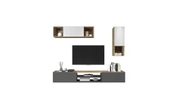 Garda parete soggiorno rovere wotan/antracite/bianco laccato L210 cm