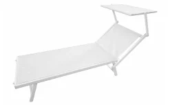 Gardenia lettino con parasole mare bianco 189x61x36 cm