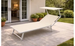Gardenia lettino mare con parasole grigio 189x61x36 cm
