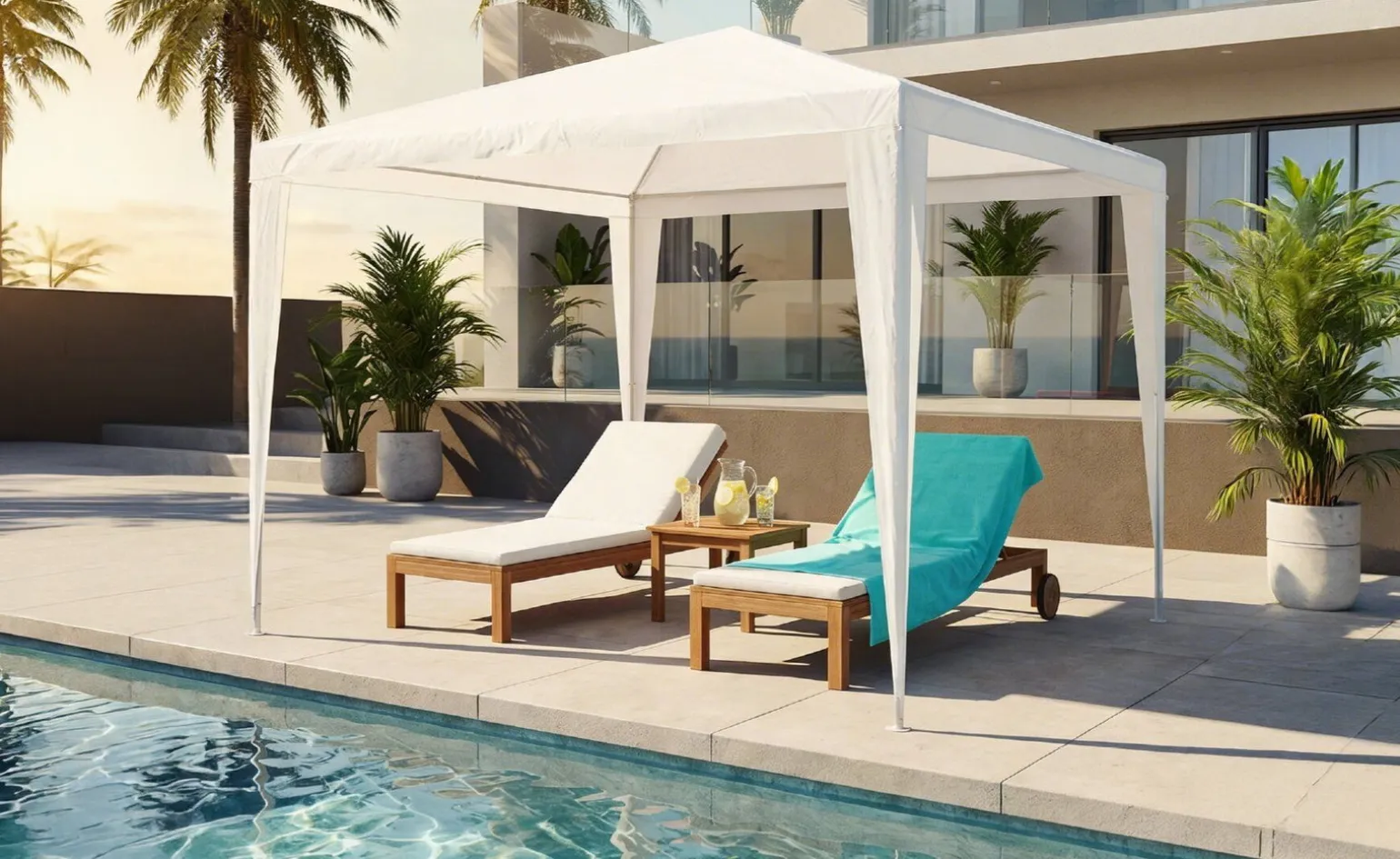 Gazebo a scatto in poliestere colore bianco 300x300 cm