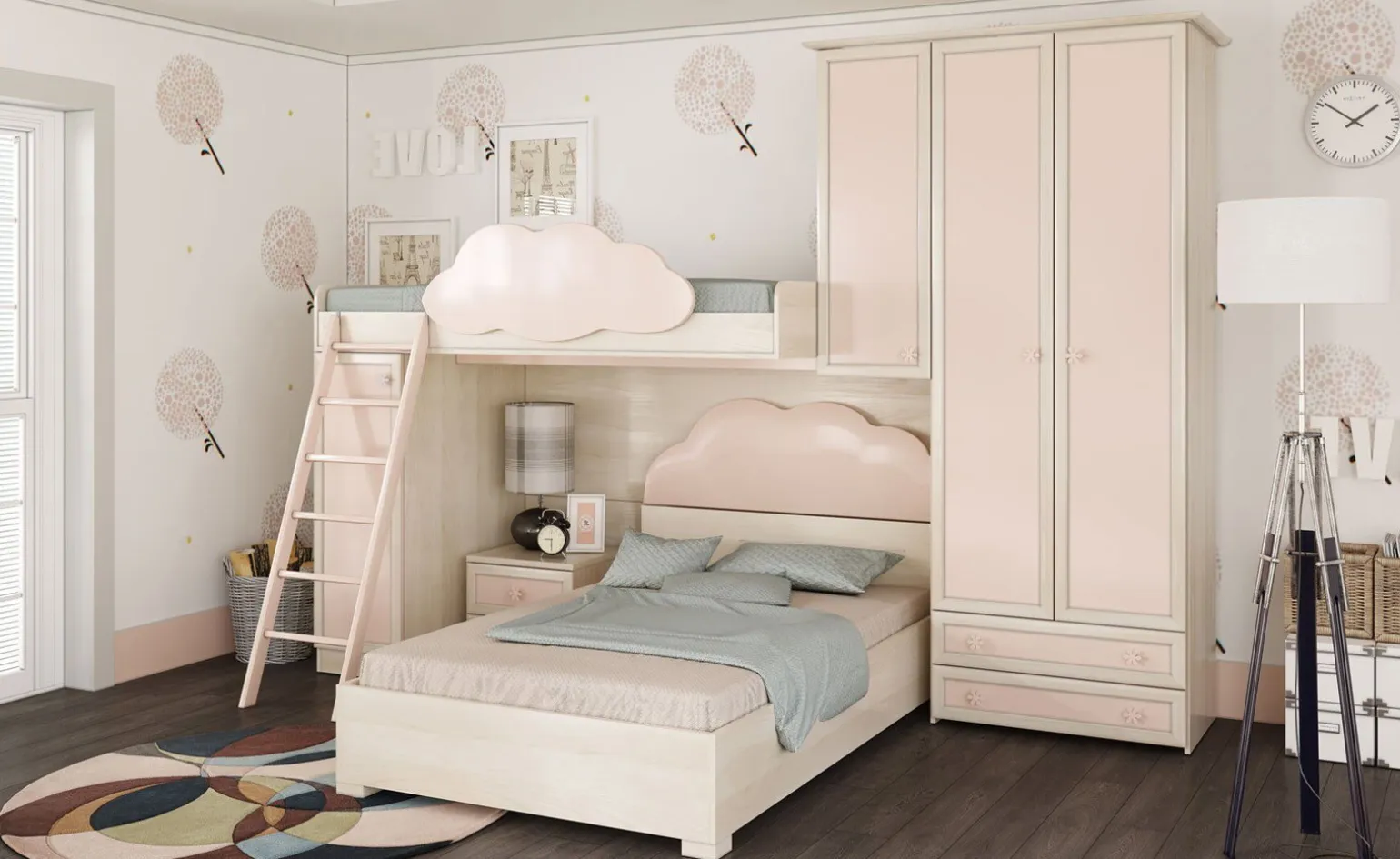 Gemma ponte soppalco betulla e rosa– versione destra