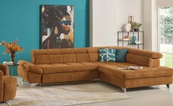 George divano angolare tessuto arancio