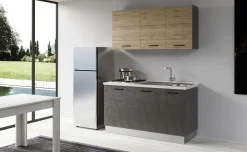 Gilda cucina 150 cm colore cemento scuro e rovere cadiz