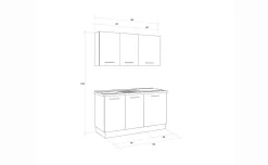 Gilda cucina 150 cm colore cemento scuro e rovere cadiz