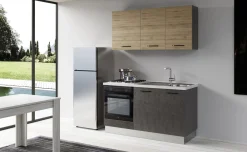 Gilda cucina 150 cm colore cemento scuro e rovere cadiz