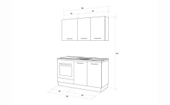 Gilda cucina 150 cm colore cemento scuro e rovere cadiz