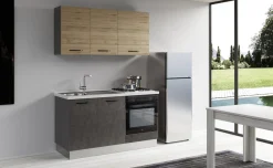 Gilda cucina 150 cm colore cemento scuro e rovere cadiz