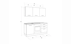 Gilda cucina  180 cm colore cemento scuro e rovere cadiz