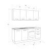 Gilda cucina 195 cm colore cemento scuro e rovere cadiz