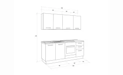 Gilda cucina 195 cm colore cemento scuro e rovere cadiz