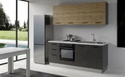 Gilda cucina 195 cm colore cemento scuro e rovere cadiz