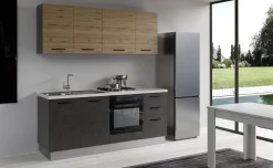 Gilda cucina 195 cm colore cemento scuro e rovere cadiz