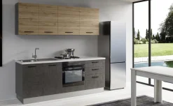 Gilda cucina 210 cm colore cemento scuro e rovere cadiz