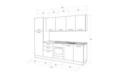 Gilda cucina 270 cm colore cemento scuro e rovere cadiz