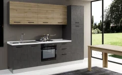 Gilda cucina 270 cm colore cemento scuro e rovere cadiz