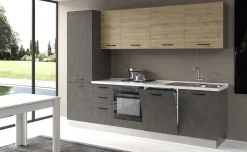 Gilda cucina 285 cm colore cemento scuro e rovere cadiz
