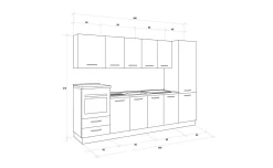 Gilda cucina 300 cm colore cemento scuro e rovere cadiz