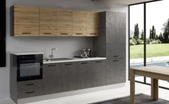 Gilda cucina 315 cm colore cemento scuro e rovere cadiz