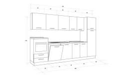 Gilda cucina 330 cm colore cemento scuro e rovere cadiz