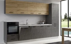 Gilda cucina 330 cm colore cemento scuro e rovere cadiz