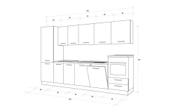 Gilda cucina 330 cm colore cemento scuro e rovere cadiz