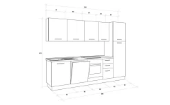 Gilda cucina 285 cm colore frassino ghiaccio e light grey
