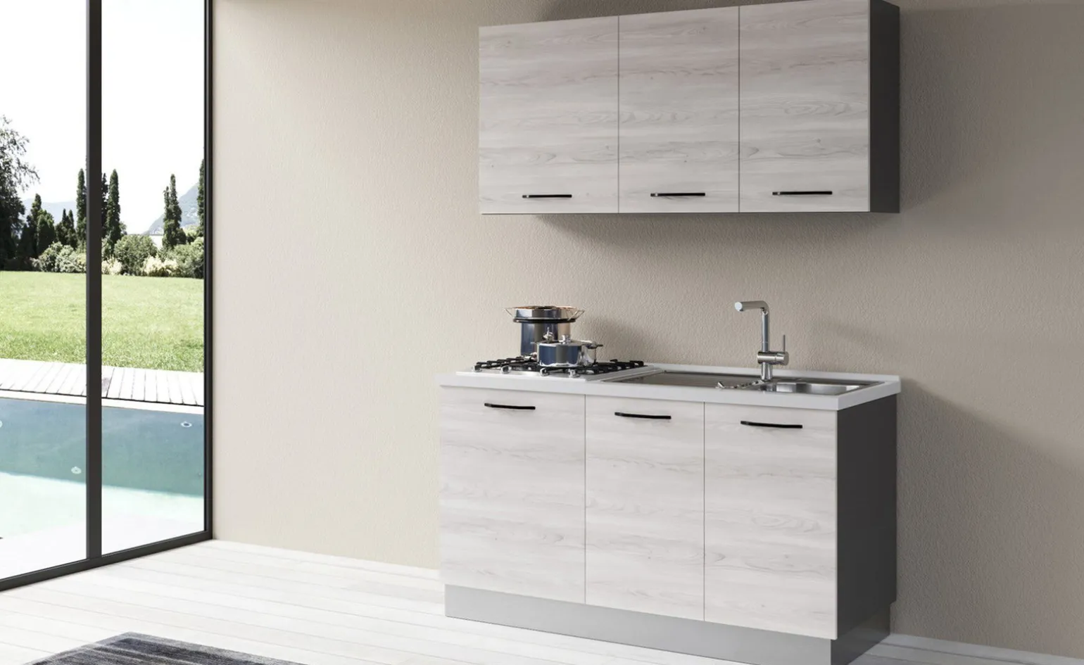 Gilda cucina 150 cm colore frassino ghiaccio