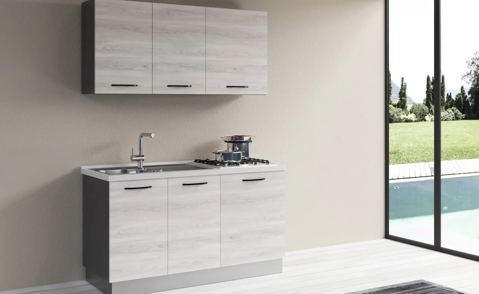 Gilda cucina 150 cm colore frassino ghiaccio