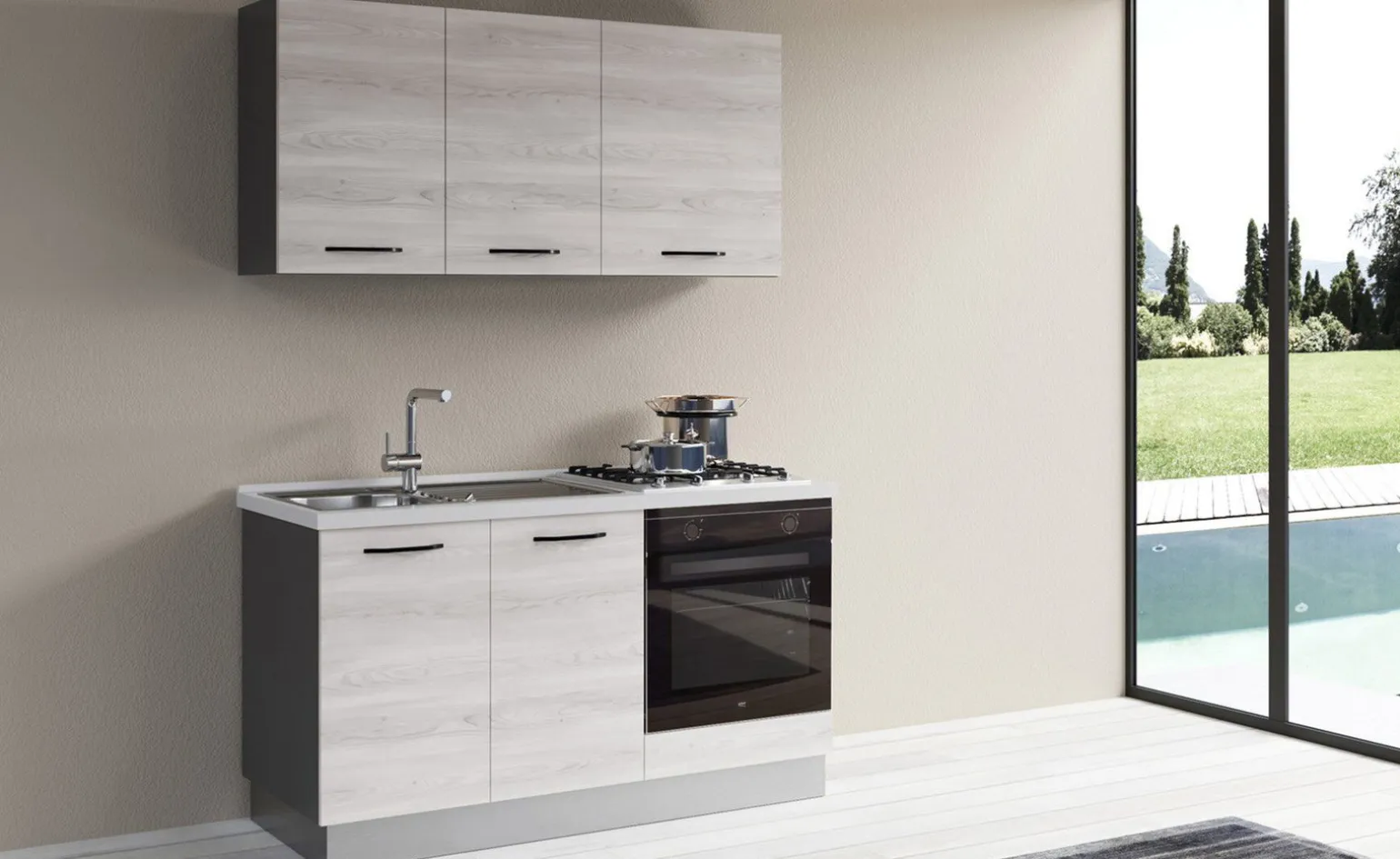 Gilda cucina 150 cm colore frassino ghiaccio